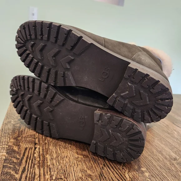 Ugg Fraser Cozy Shearling-Lined Lace Up Hiking Boots Khaki Green Size 10 - Picture 6 of 9